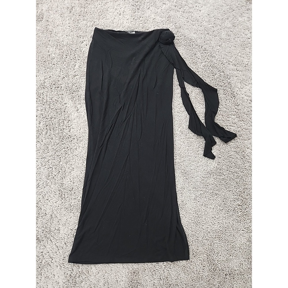 Forever 21 Maxi Skirt Womens M Side Slit Rosette Detail Gothic Chic Y2k